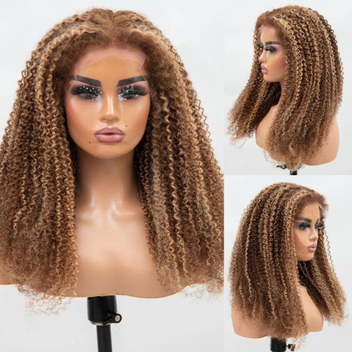 13*4 Lace Frontal High Light Kinky Wave Human Hair Human Wig - MOON HAIR