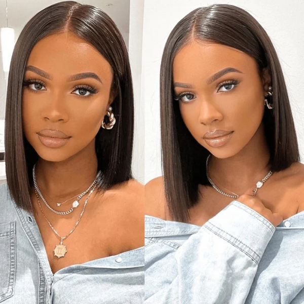 MOONHAIR Black Glueless 13*4 Lace Frontal 4*4 5*5 Closure Wig Bob Straight Wig Breathable Wigs & Affordable Beginner-Friendly