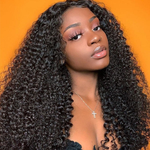 Moonhair 13*4 Lace Front Wigs Black Human Hair Curly Hair Pre Plucked Frontal Wigs with Baby Hair Curly Human Hair Wigs