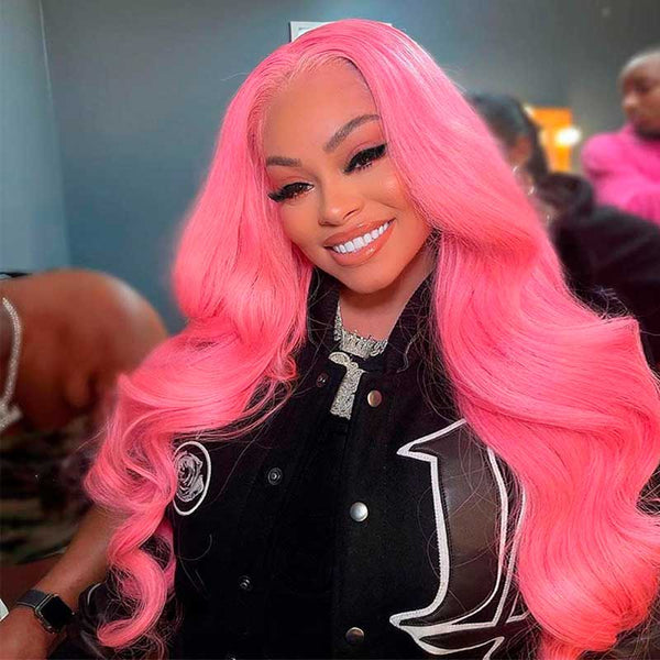 Moonhair Pink Wig Body Wave Lace Front Wig Human Hair