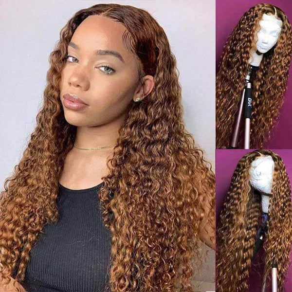 MOONHAIR 30# Brown Wig Deep Wave 13×4 Lace Wigs Pre-plucked Human Hair Lace Front Wigs Luxurious Customization