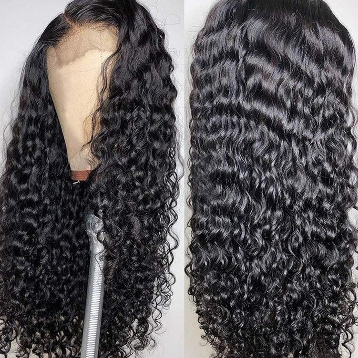 NO.37-13*4 Lace Frontal Natural Black Natural Wave Wigs - MOON HAIR