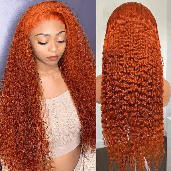 Moonhair Ginger Kinky Wave Transparent Lace Frontal Human Hair Human Wig