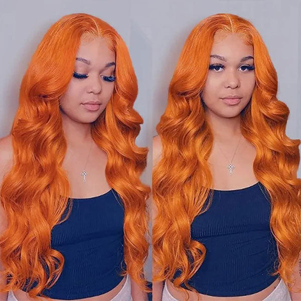 13*4 transparent lace full frontal body wave #350 color 28 inch 210% density