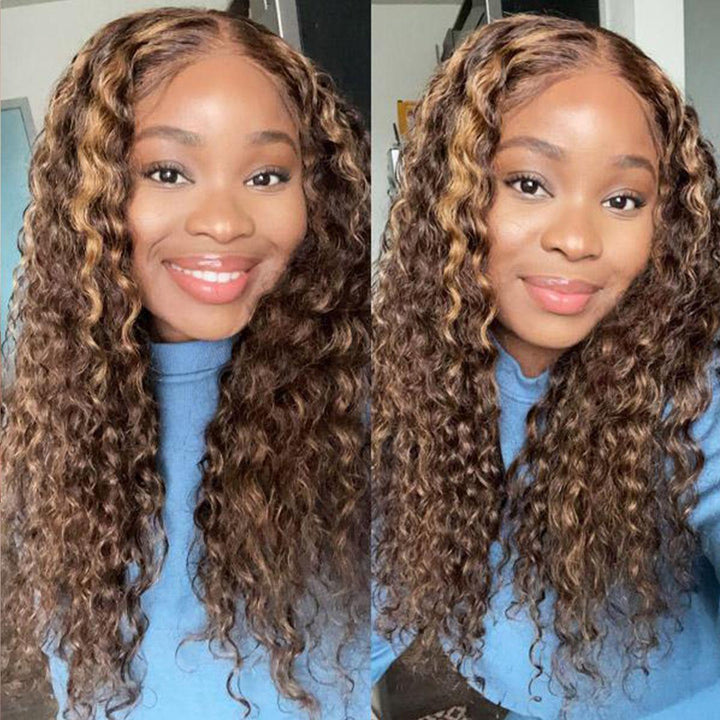 13*4 Lace Frontal High Light Deep Wave Human Hair Human Wig - MOON HAIR