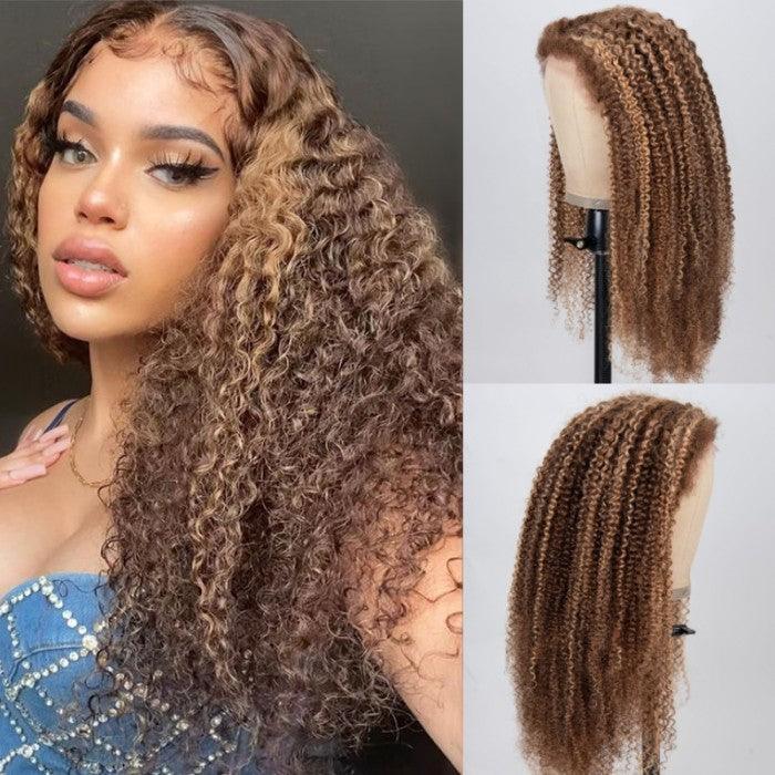 13*4 Lace Frontal High Light Kinky Wave Human Hair Human Wig - MOON HAIR